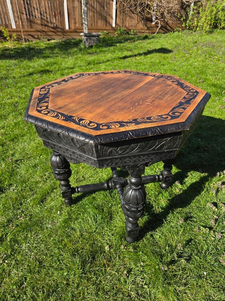 Magnifique ancienne table de salon ou d'appoint sur roulette, Enlèvement