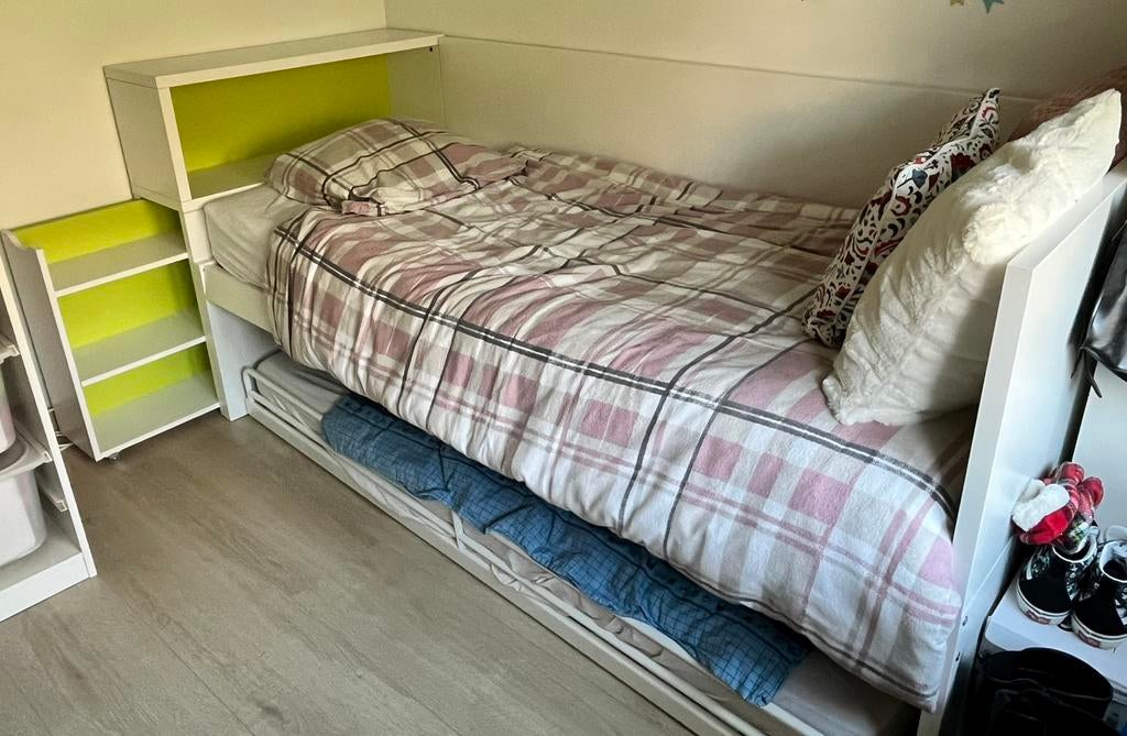 Lit 1 personne + tête de lit + lit d’appoint, 90 cm, 210 cm, Une personne, Enlèvement