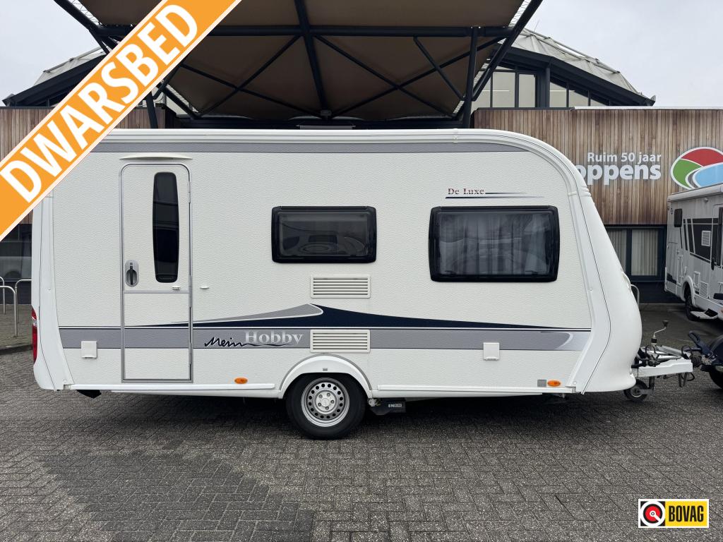 Hobby De Luxe 440 SF 2012 Airco,Mover,270 Tent, Caravans en Kamperen, Schokbreker, Vast bed, Hobby, Treinzit