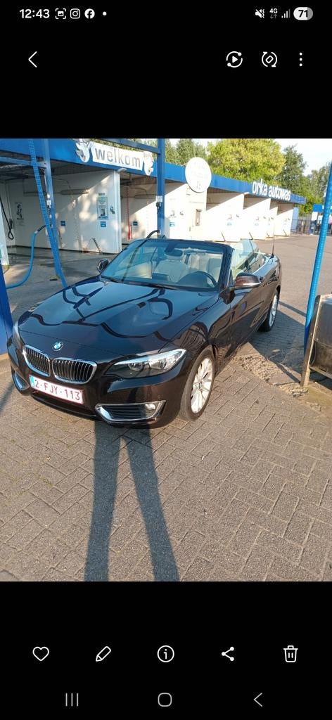 Te koop Bmw 220i cabrio jaar 2015 zeeeeerrrr goede staat, Auto's, BMW, Particulier, 2 Reeks, Benzine, Cabriolet, 3 deurs, Handgeschakeld