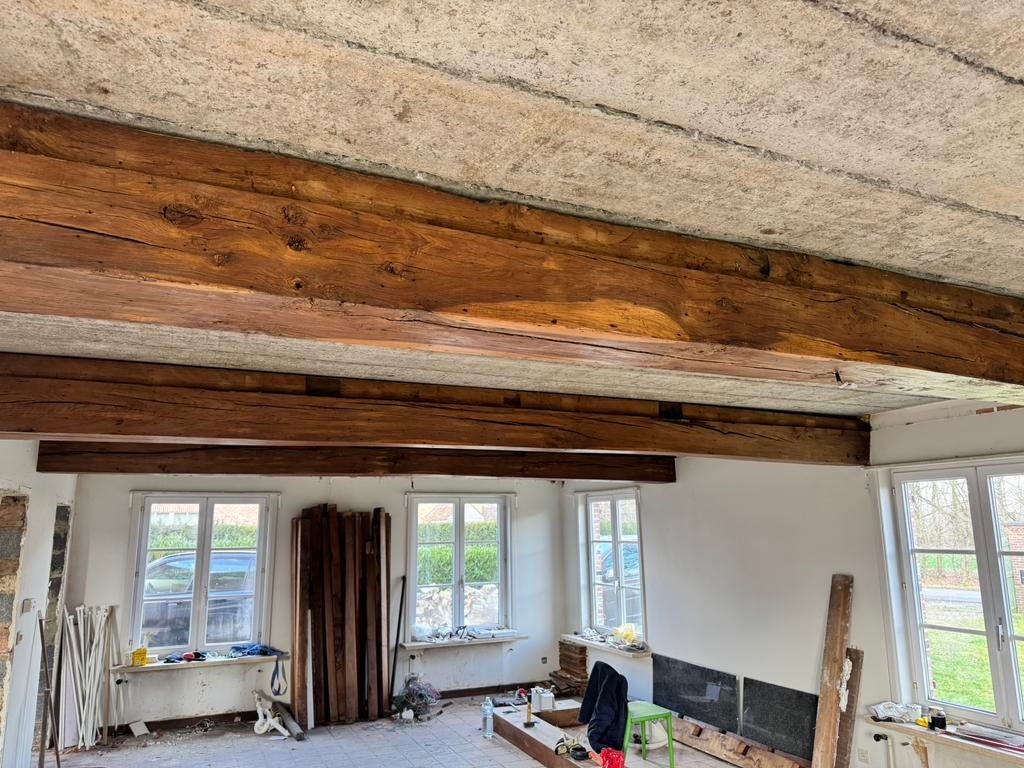 Droge eike balken +-4,70-5,20m, Ophalen, Zo goed als nieuw