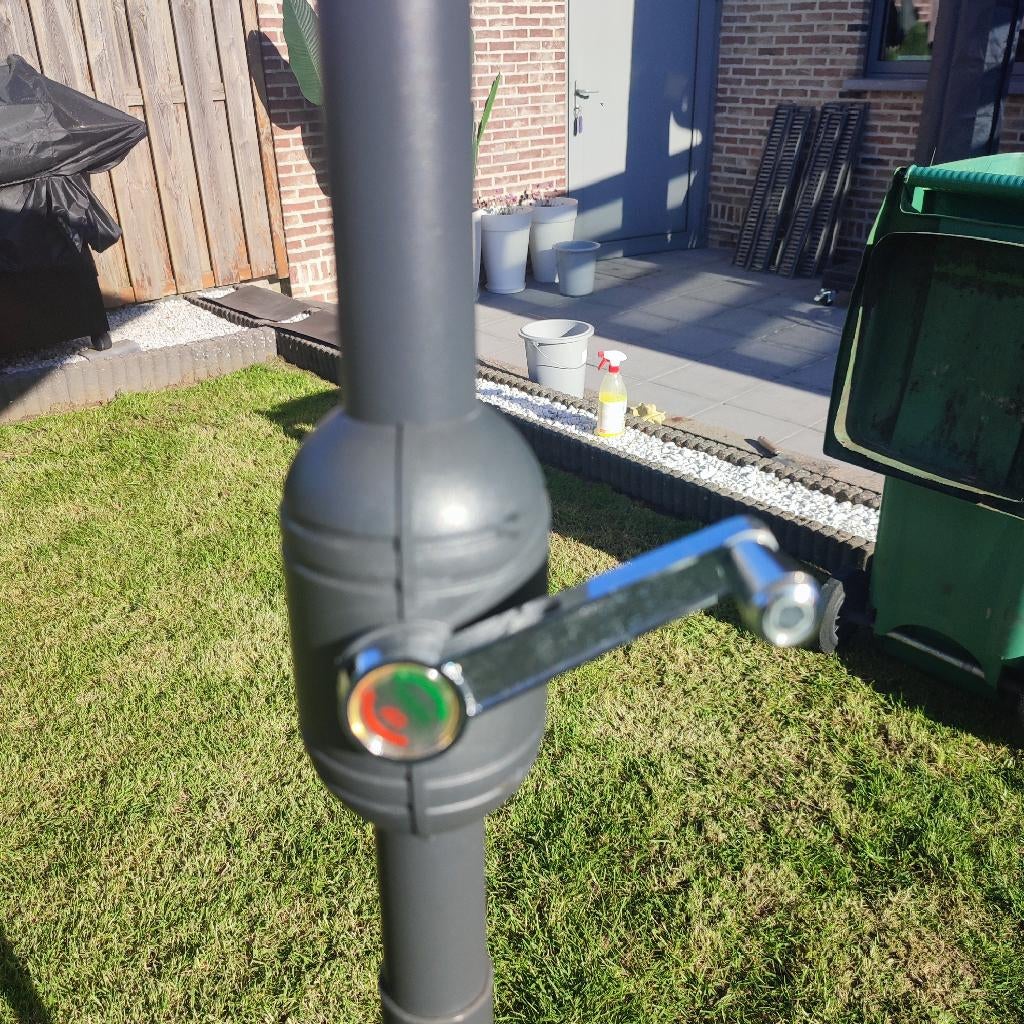 Parasol 2x3 meter met voet 20kg en hoes, Jardin & Terrasse, Parasols, Enlèvement, Comme neuf, 2 à 3 mètres, Parasol sur pied