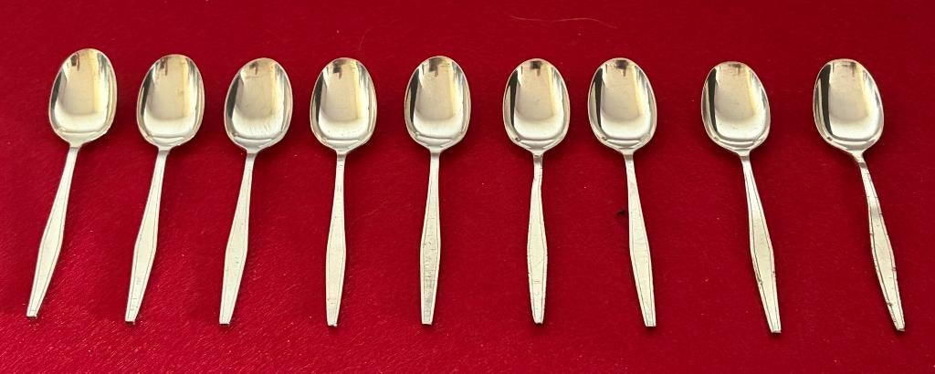 9 Cuillères Demi Tasse Orly Christofle en Argent Plaqué, Antiquités & Art, Enlèvement ou Envoi, Argent