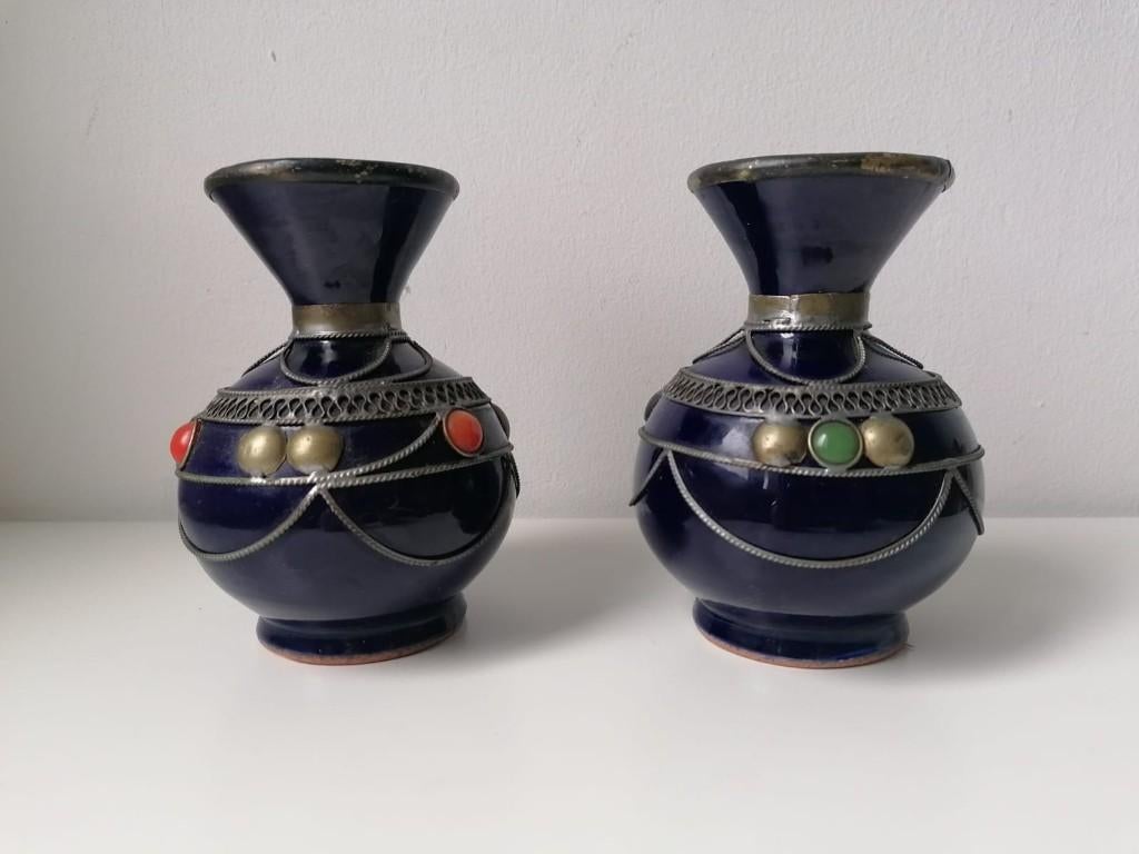 Prachtig Set Oosters Decoratieve Vazen – Handgemaakt, Ophalen, Rood