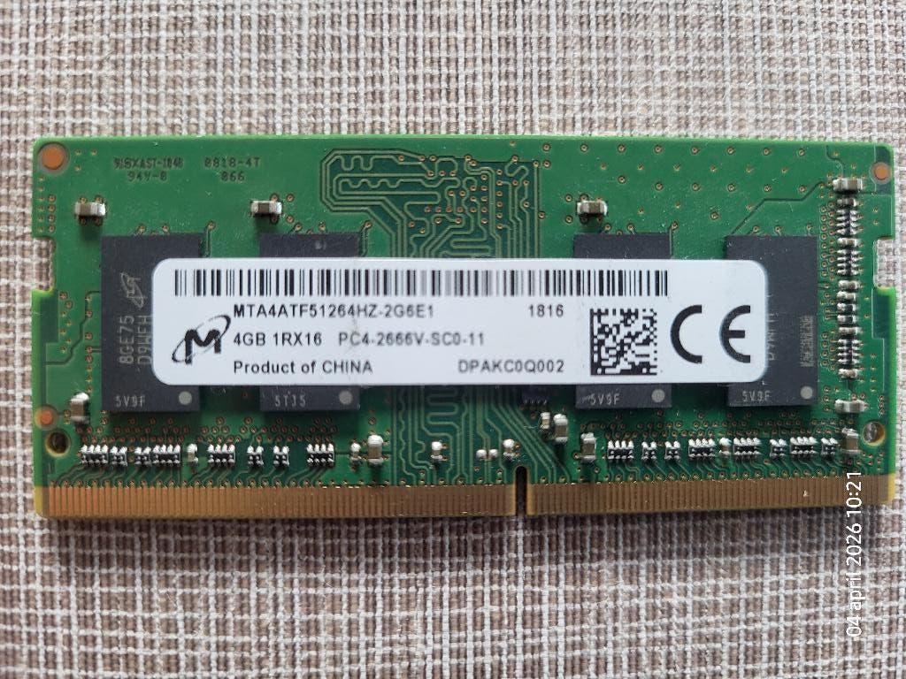 Micron 4GB DDR4 SO‑DIMM 2666MHz Laptop RAM, Computers en Software, RAM geheugen, Gebruikt, DDR4, Ophalen of Verzenden, Laptop
