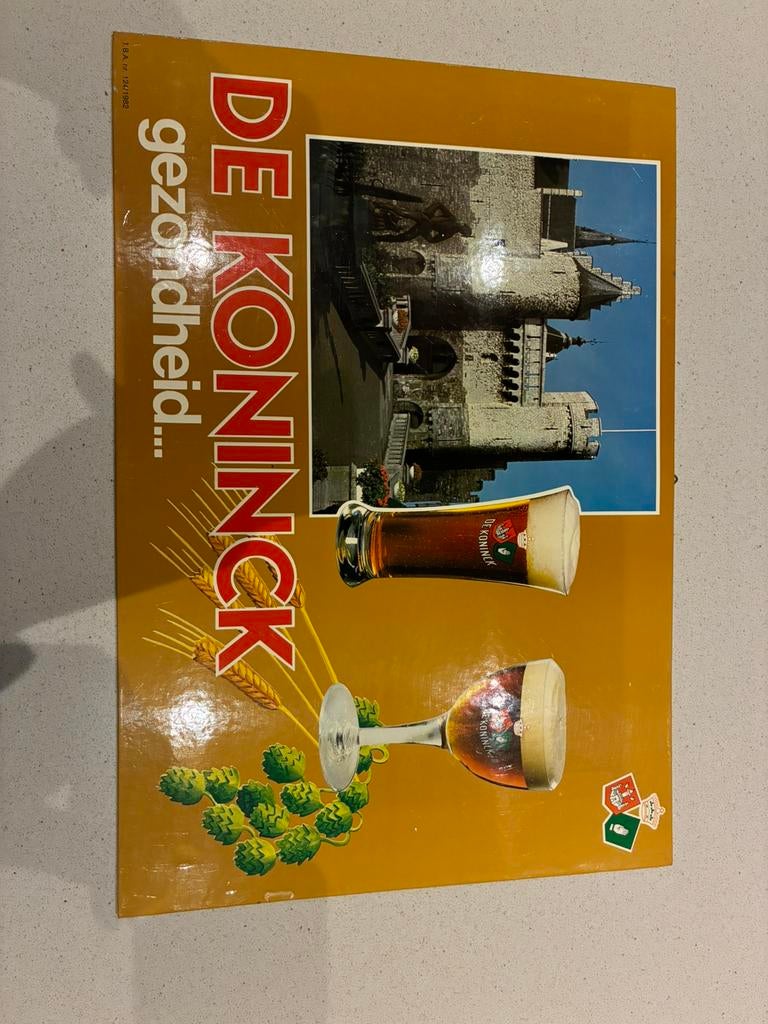 vintage reclamebord De Koninck 45x31cm, Verzamelen, Biermerken, Ophalen, Gebruikt, Reclamebord, Plaat of Schild, De Koninck