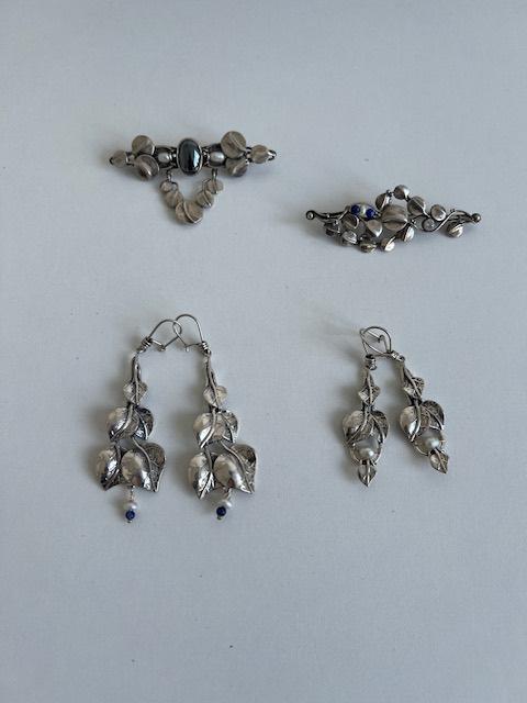 Broches et boucles d'oreilles en argent, Neuf, Enlèvement ou Envoi, Avec pierre précieuse, Argent