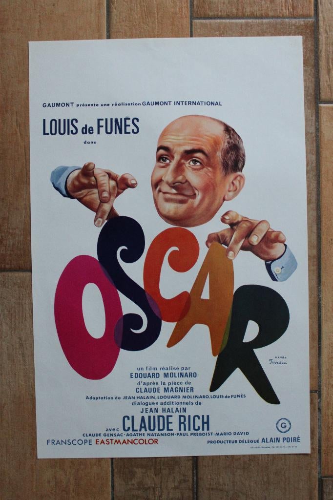 filmaffiche Louis De Funes Oscar 1967 filmposter, Collections, Enlèvement ou Envoi, Rectangulaire vertical, A1 jusqu'à A3, Comme neuf