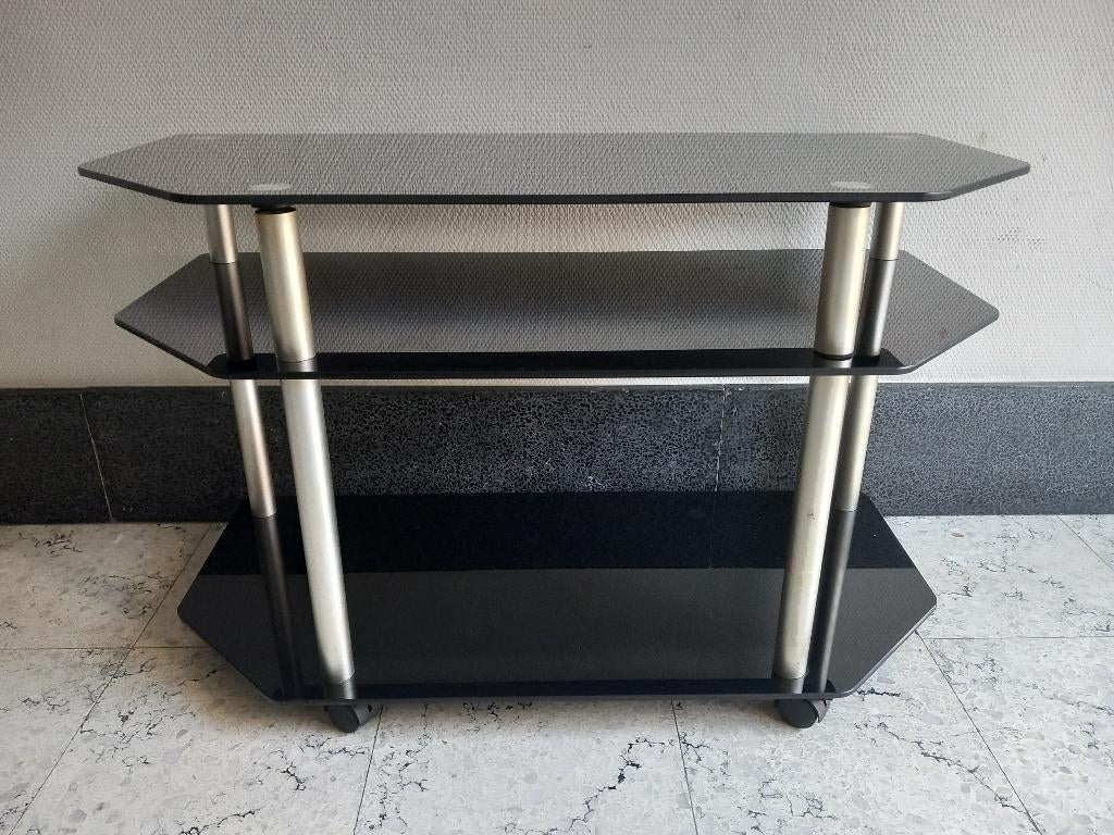 Glazen TV-tafeltje, Huis en Inrichting, Ophalen, Gebruikt, 50 tot 100 cm, Glas