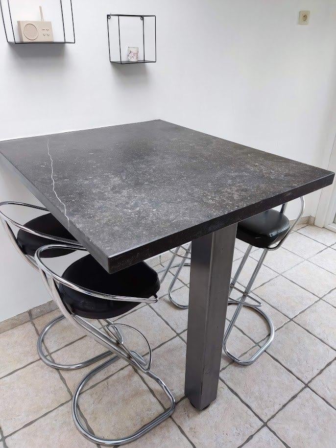 Tafel met 4 barkrukken, Huis en Inrichting, Barren, Ophalen, Gebruikt, Inclusief barstoelen