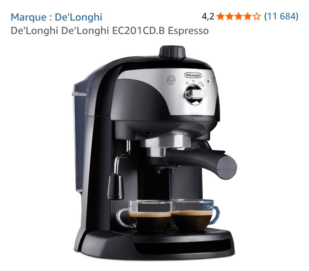 Machine Expresso DELONGHI EC201CD.B ETAT NEUF, Electroménager, Neuf, Réservoir d'eau amovible, 2 à 4 tasses, Enlèvement