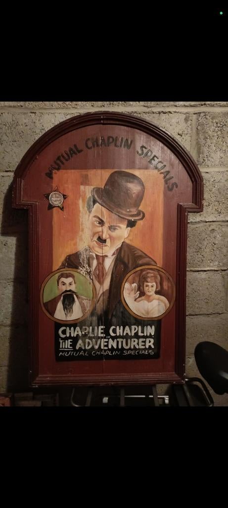 Mooie houten schilderij van Charlie Chaplin, Antiquités & Art, Enlèvement