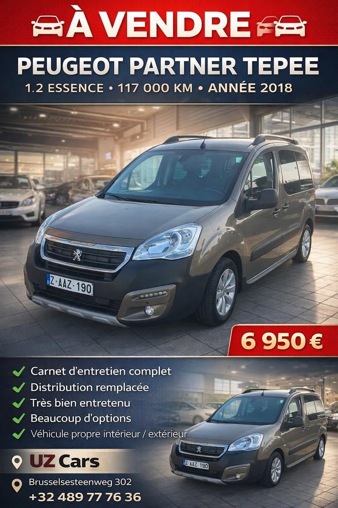PEUGEOT PARTNER TEPEE 2018, Ophalen, Citroën, Beige, 1195 cc