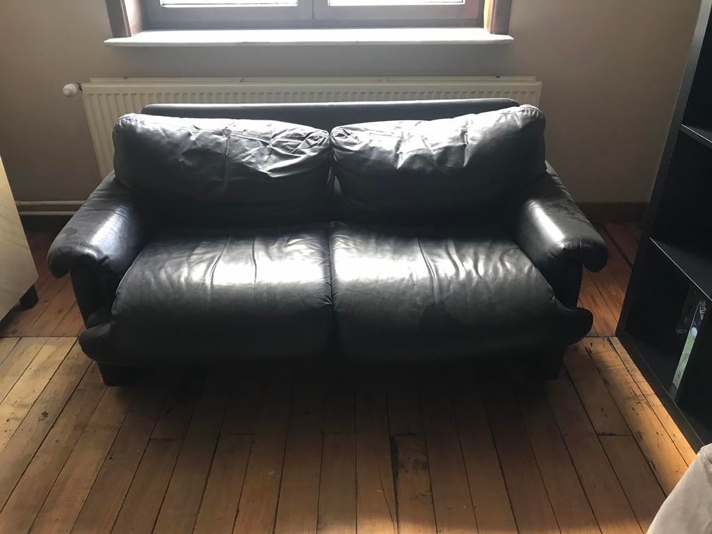 Lederen zetel, Ophalen, Gebruikt, 150 tot 200 cm, Tweepersoons