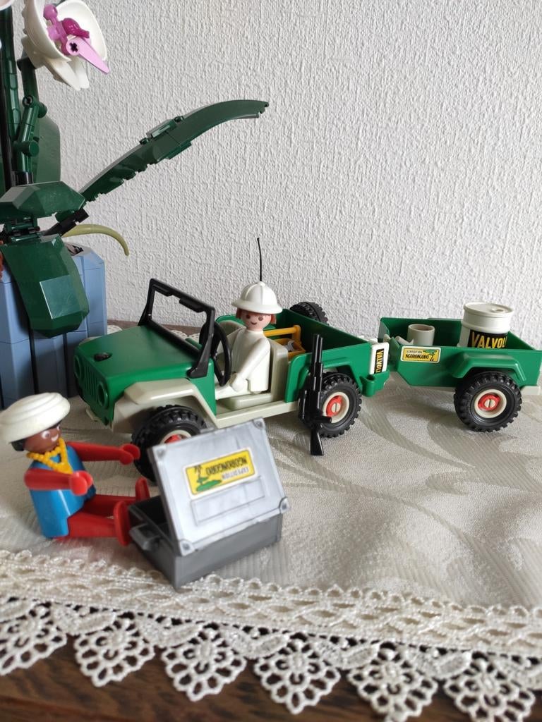 Vintage Playmobil 3532 - Safari jeep met aanhanger uit 1981, Enlèvement, Comme neuf, Ensemble complet