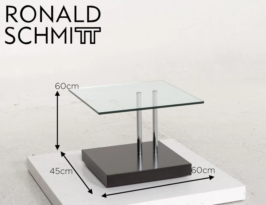 Ronald Schmitt design bijzettafel glas/chroom zwart 60x60, Maison & Meubles, Tables | Tables d'appoint, Utilisé, Carré, 45 à 60 cm