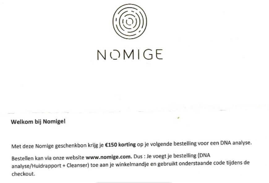 Chèque-cadeau d'analyse ADN NOMIGE, Tickets & Billets, Réductions & Chèques cadeaux, Une personne, Autres types, Bon de réduction