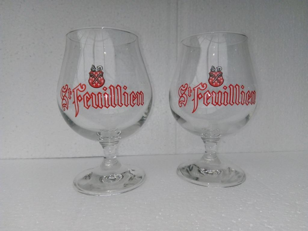 Deux anciens verres sur pied SAINT FEUILLIEN, Enlèvement ou Envoi, Comme neuf, Verre ou Verres, Autres marques