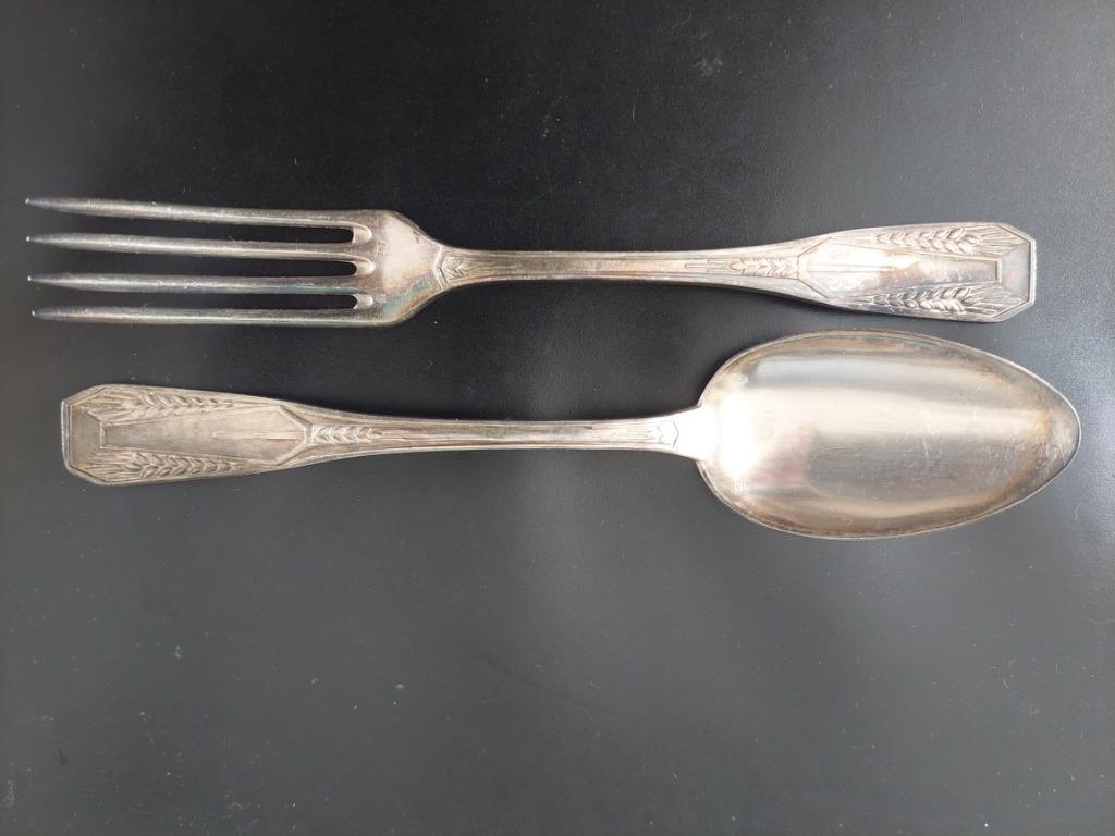 Zwaar verzilverde lepel en vork 10g plating, Ophalen of Verzenden