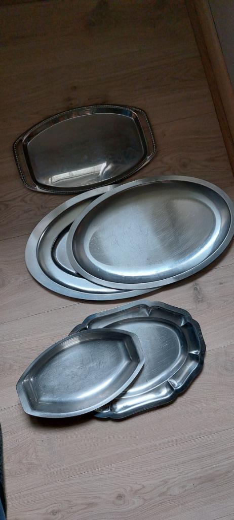 5 inox schotels, Ophalen, Zo goed als nieuw, Inox