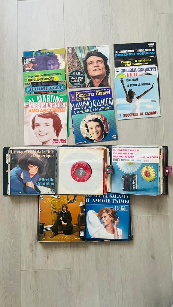 Lot de 96 pièces, 45 tours italiens et français en TB état, CD & DVD, Vinyles | Autres Vinyles, Utilisé, Enlèvement