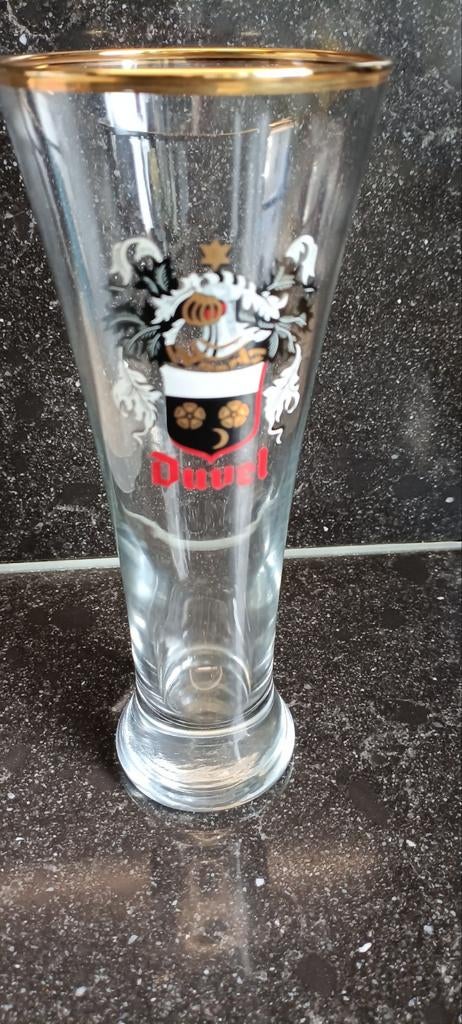 Oud fluit glas Duvel Moortgat perfekte gouden rand, Enlèvement ou Envoi