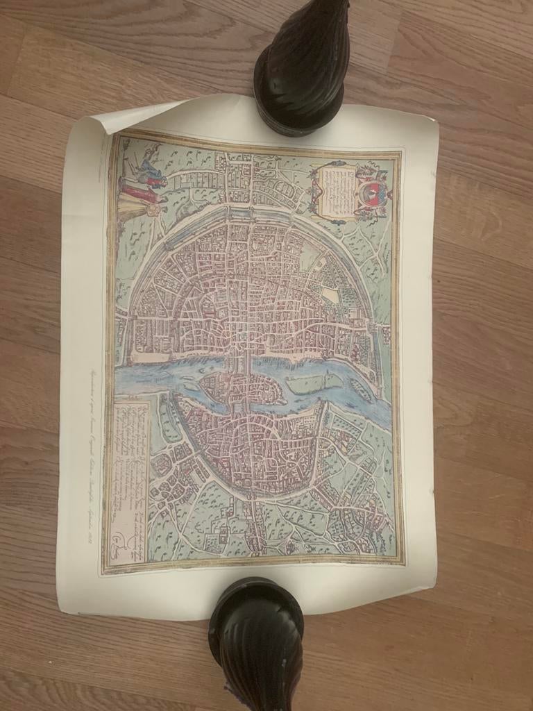 Reproductie van een kaart van „Lutetia” Lutece Paris, Antiek en Kunst, Kunst | Litho's en Zeefdrukken, Ophalen of Verzenden