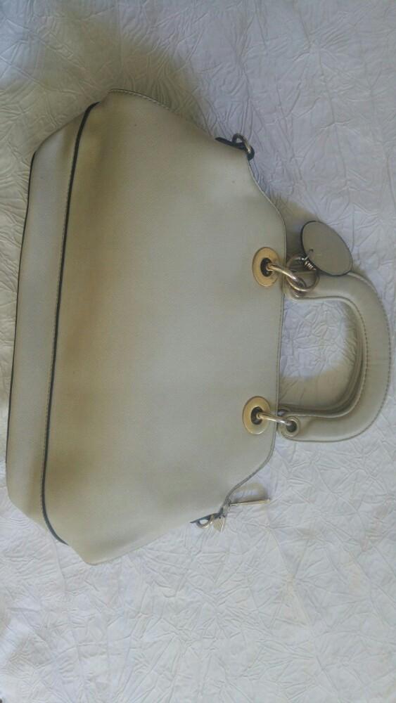 Sac femme blanc simili cuir, Utilisé, Beige, Sac à main