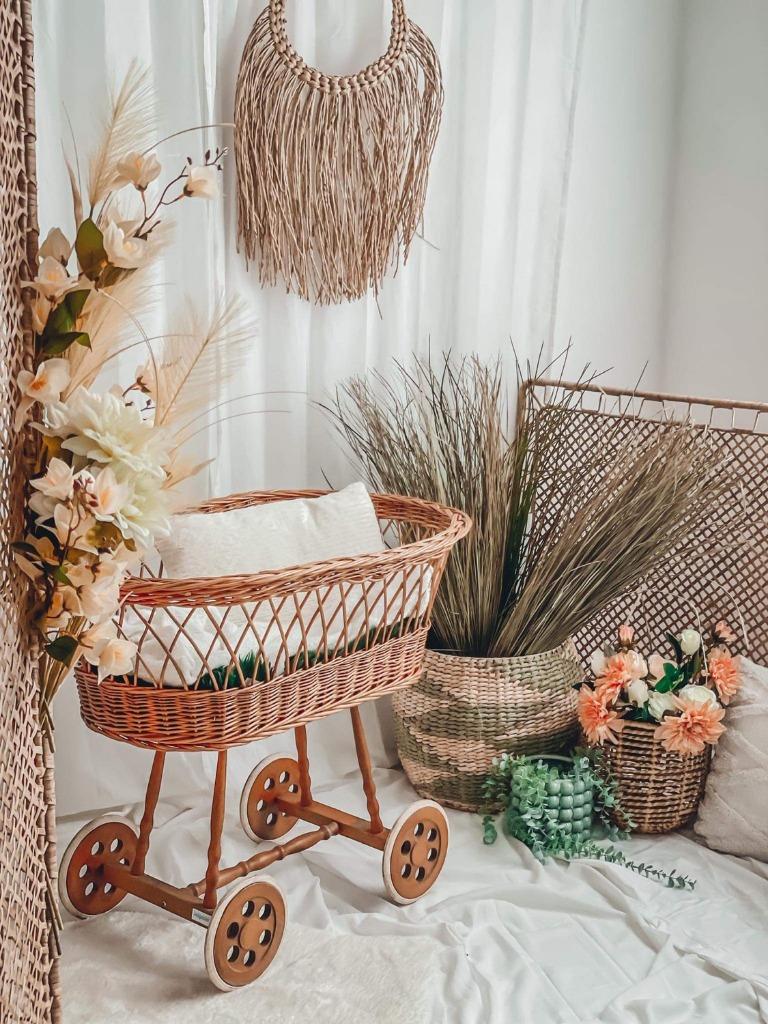 Oude wieg van riet en hout, Kinderen en Baby's, Ophalen, Gebruikt, Wieg