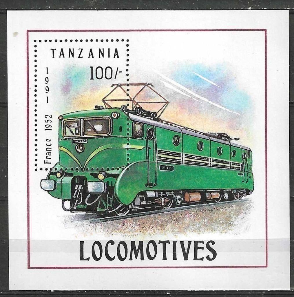 Tanzania 1991 - Yvert blok 140 - Locomotief - Frankrijk (PF), Postzegels en Munten, Postzegels | Afrika, Verzenden, Tanzania, Postfris
