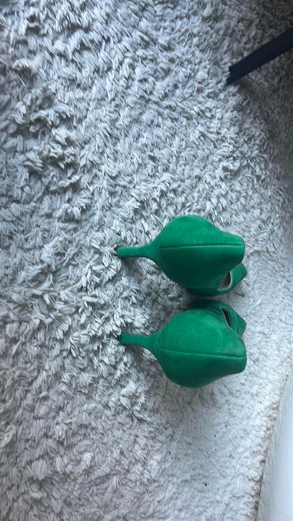 Groene pumps daim, Kleding | Dames, Schoenen, Ophalen, Zo goed als nieuw, Pumps