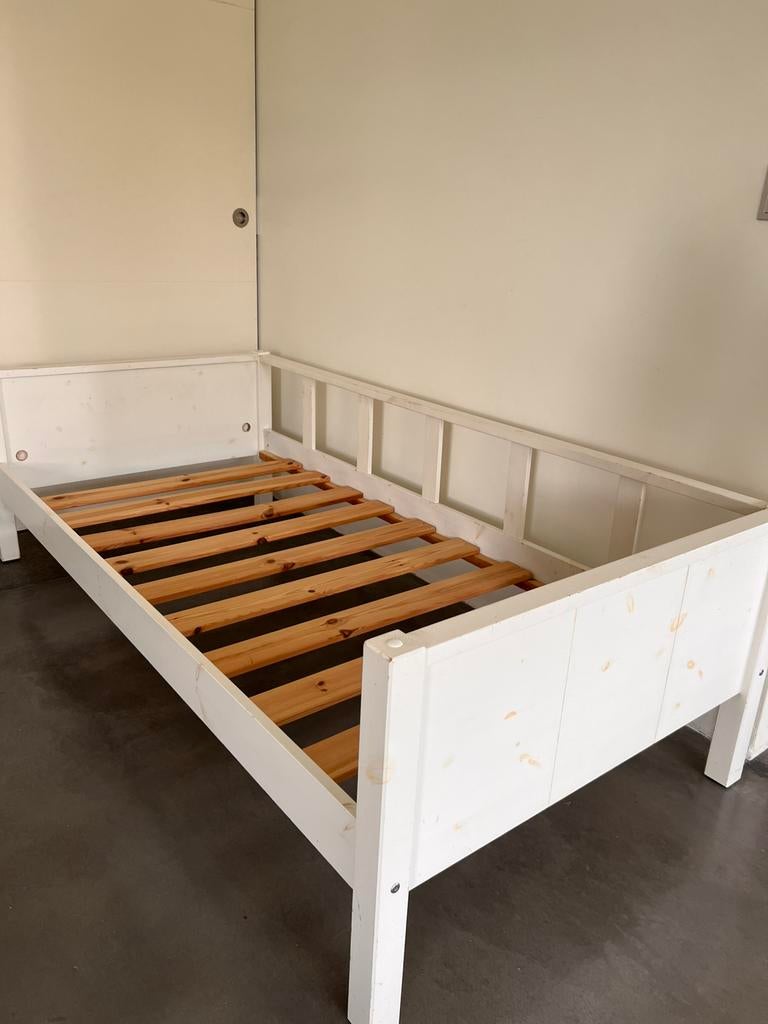 Mooi kinderbed (2 stuks) van massief hout met matras, 85 tot 100 cm, Gebruikt, 180 cm of meer, Ophalen