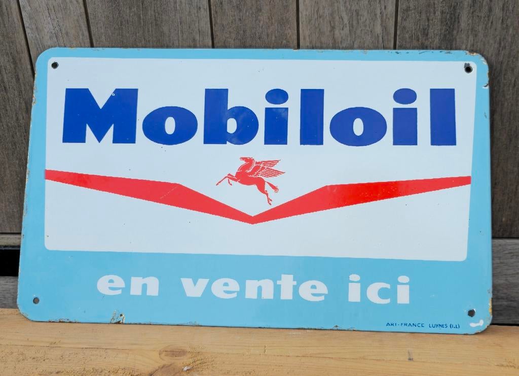 Emaille bord Mobiloil, Collections, Marques & Objets publicitaires, Enlèvement