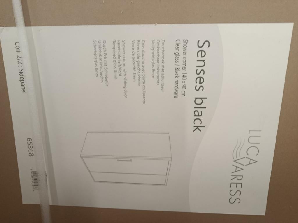 Glazen zwarte douchedeur en wand 140 x 90 cm, Enlèvement