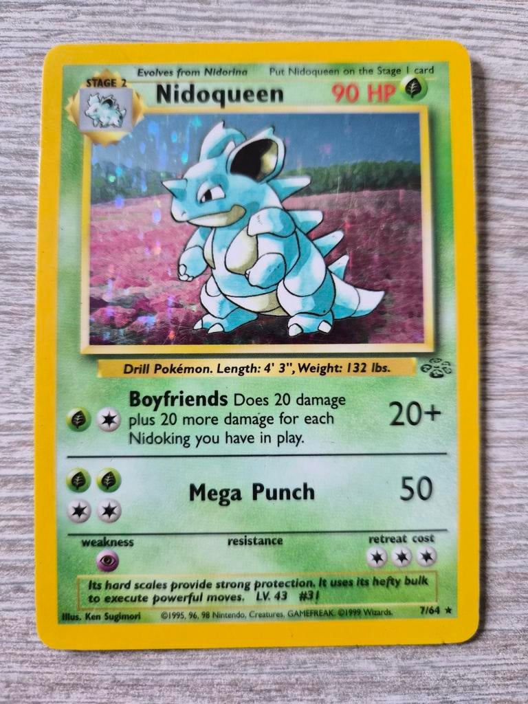 Nidoqueen Holo Jungle 7/64, Enlèvement ou Envoi, Utilisé, Cartes en vrac, Foil