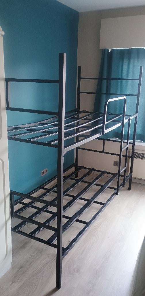 Zwart metalen stapelbed, Huis en Inrichting, Ophalen, Gebruikt, 90 cm, 160 tot 180 cm