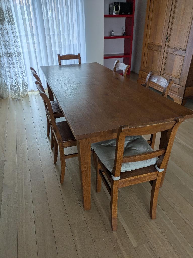 Table en chêne avec ses 6 chaises, Antiquités & Art, Enlèvement