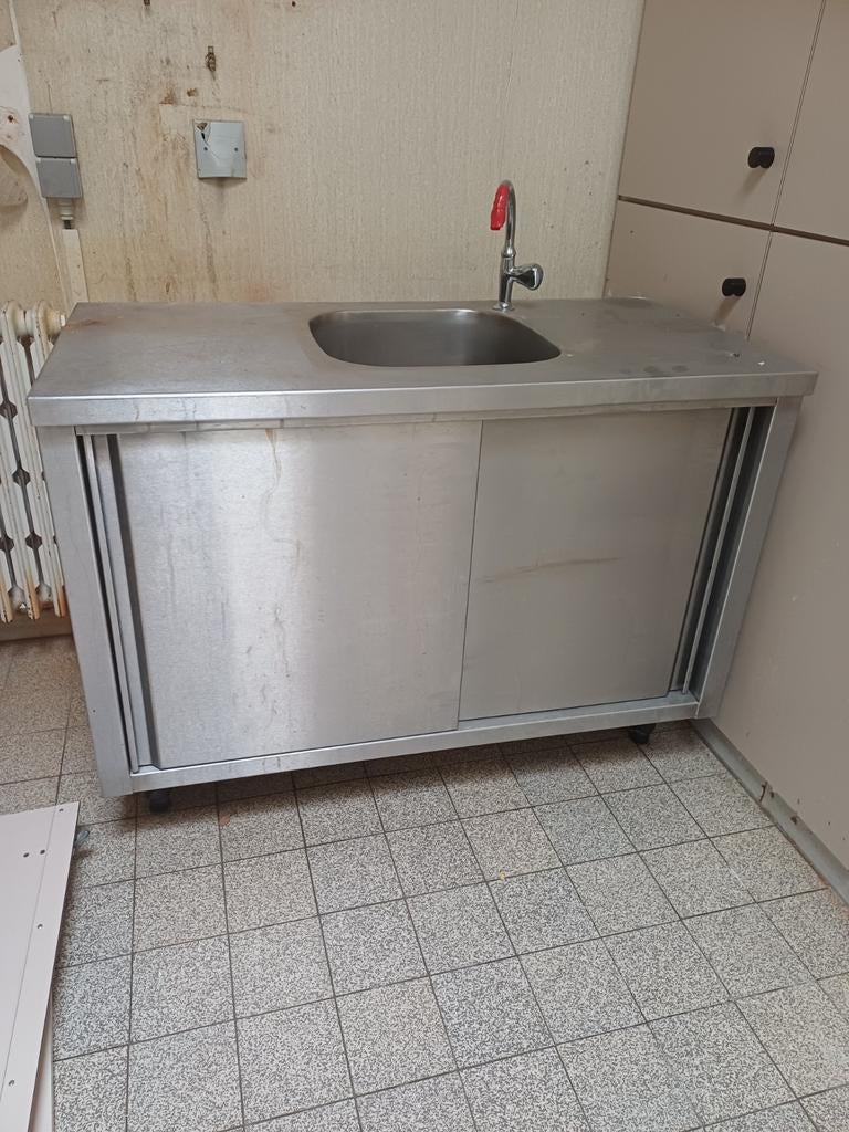 Inox wastafel met kast, Ophalen, Inox, Kraan