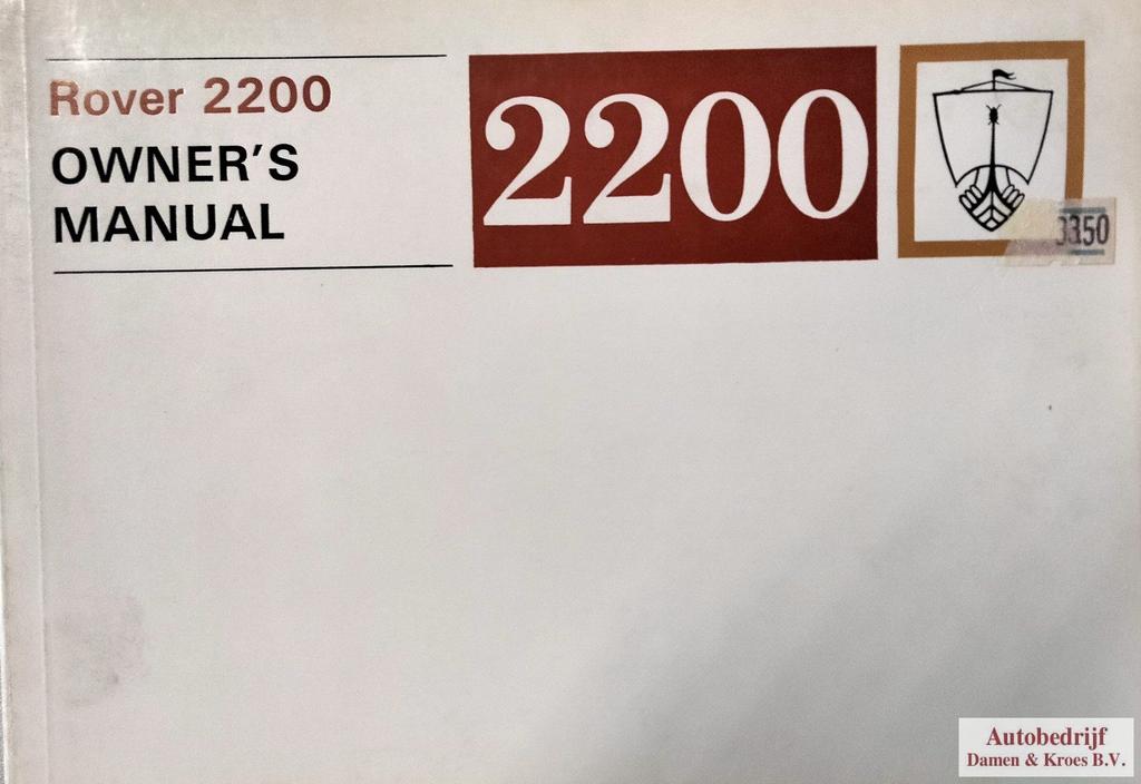 Rover 2200 Owner's manual RTC9035, Enlèvement ou Envoi