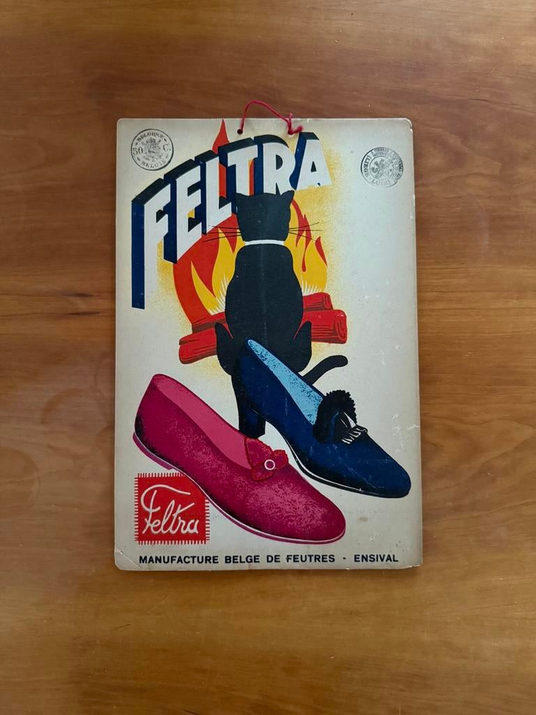 Kartonnen reclamebord FELTRA Belge, Ophalen of Verzenden, Gebruikt, Reclamebord