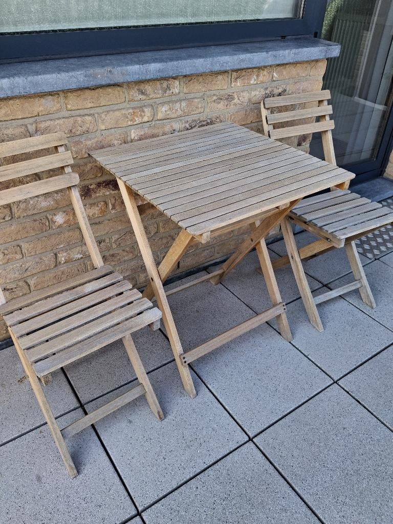Bistro tuinset teak, Tuin en Terras, Gebruikt, Teakhout, Tuinset, Ophalen