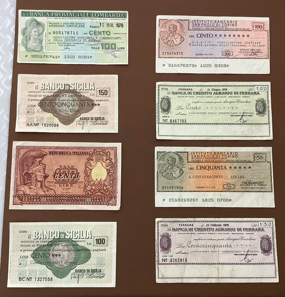 Italië 1976 monetaire crisis – verzameling bankcheques, Postzegels en Munten, Ophalen