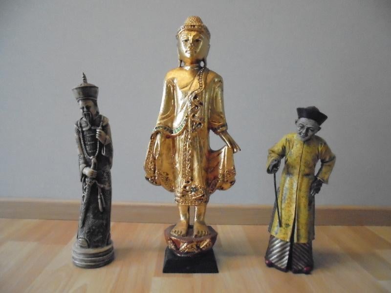 Boeddha Mandelay + 2 Chinese beelden Azie, Antiek en Kunst, Ophalen of Verzenden