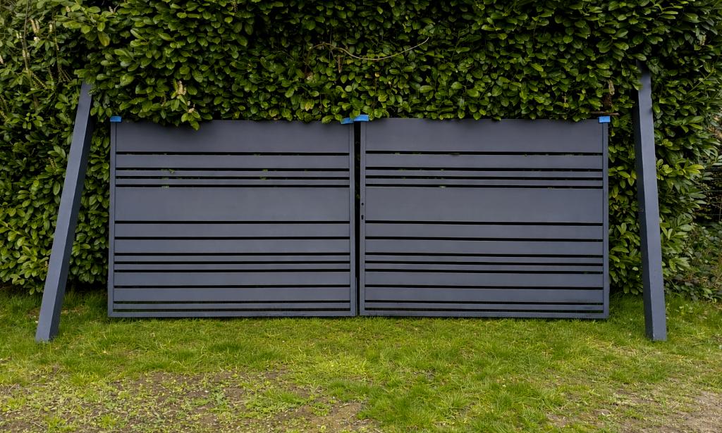 (NIEUW) Moderne stalen draaipoort, Tuin en Terras, Tuinpoorten, Ophalen, Staal, Nieuw, 150 tot 200 cm