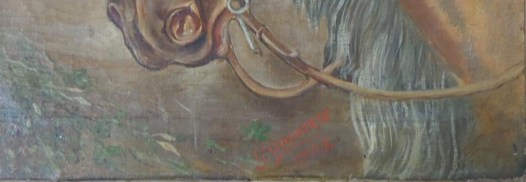 G. DUWAERTS / PAARDEN / OLIEVERF DOEK / 40x70cm SIG CHASSIS, Enlèvement ou Envoi