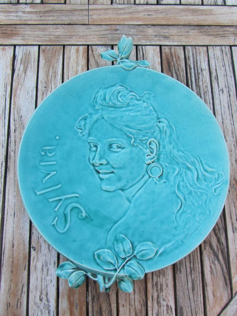 Art Nouveau, een groot geëmailleerd bord, C. Bonnefond!, Ophalen