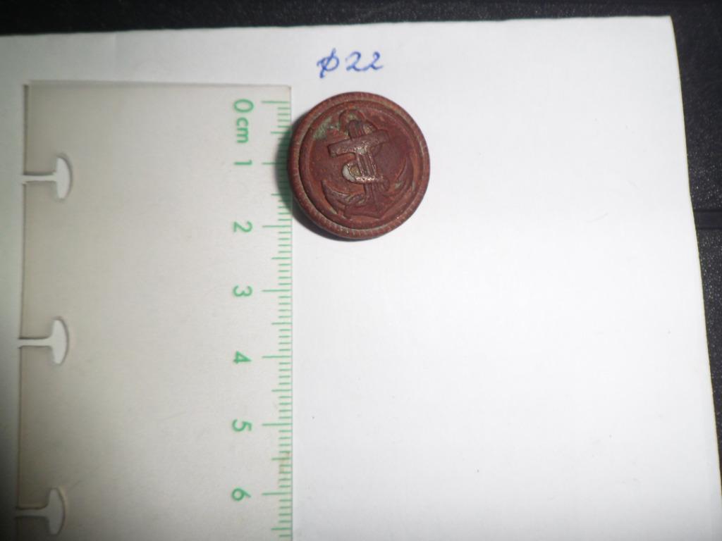 Bouton d'uniforme militaire dia. 22 mm, ancre, Collections, Enlèvement ou Envoi