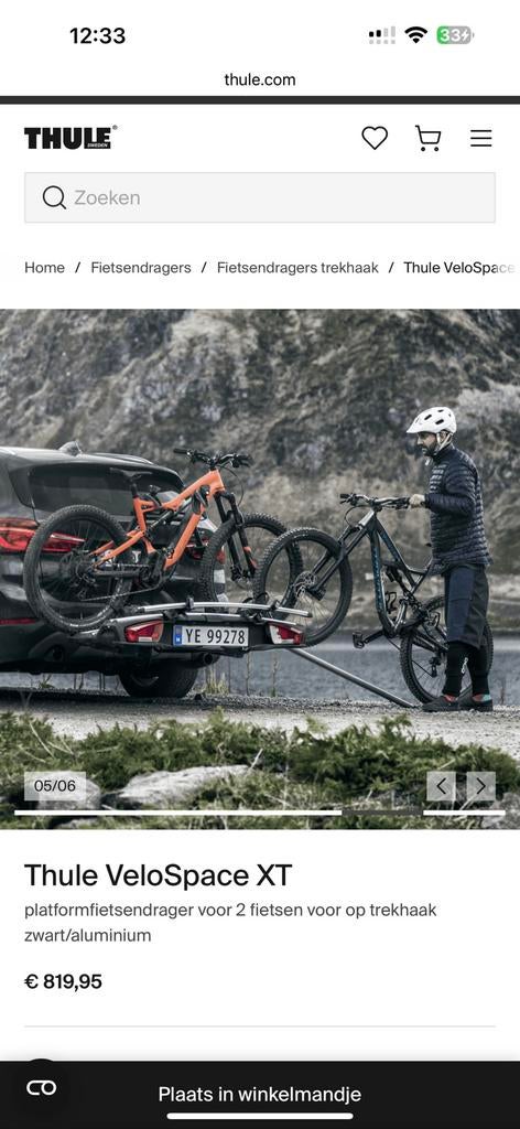 Porte-vélos Thule VeloSpace XT 2 / 3 vélos, Autos : Divers, Porte-vélos, Neuf, Support d'attelage, 3 vélos ou plus, Pneus larges