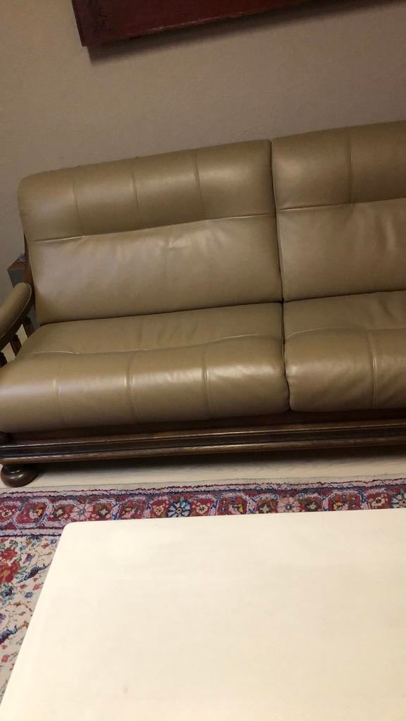 Canapé en cuir taupe, Enlèvement, Comme neuf, Cuir