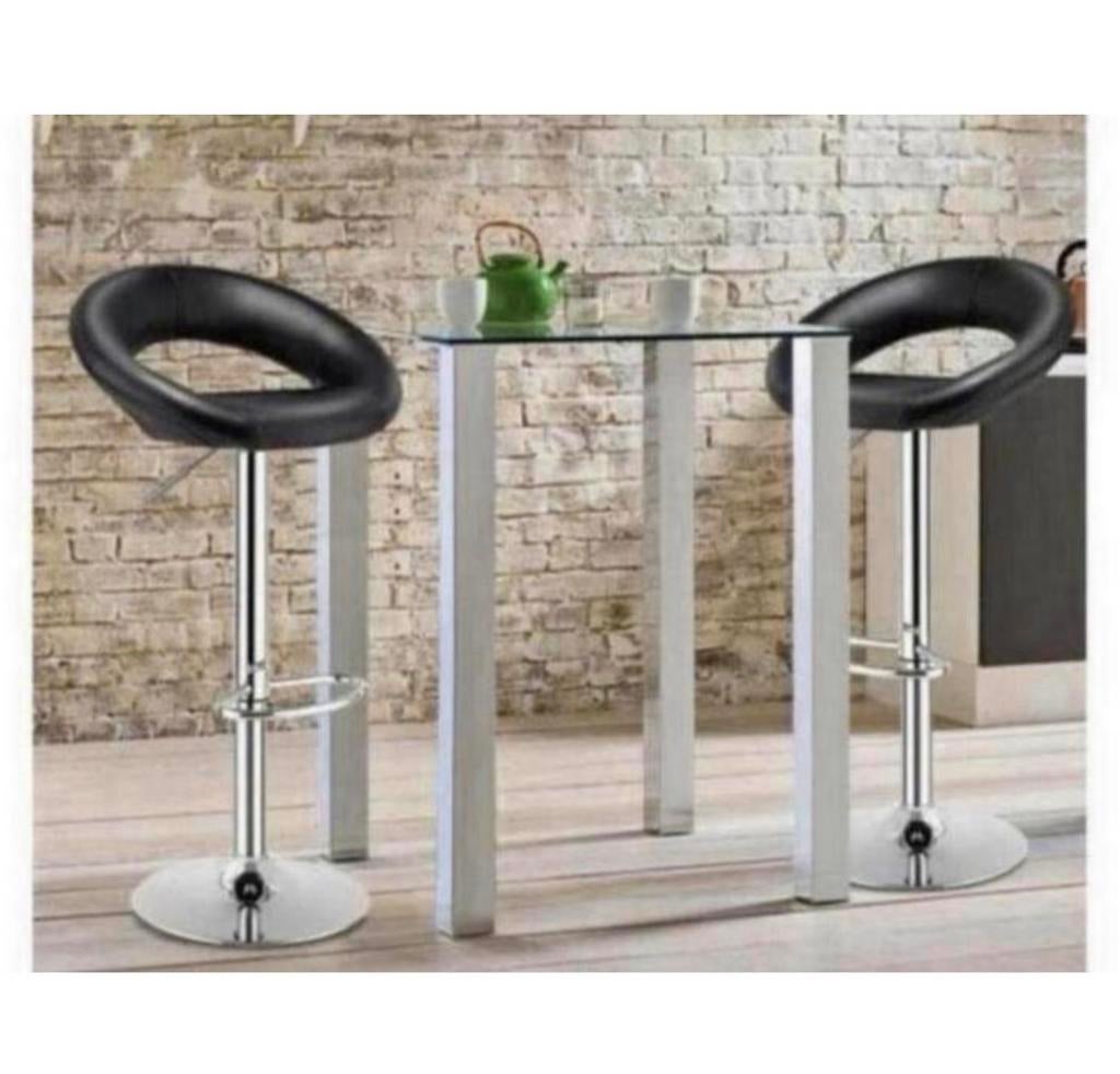 Set 2 barkrukken barkruk PU leder leer draaibaar voetsteun, 60 tot 90 cm, Nieuw, Ophalen of Verzenden, In hoogte verstelbaar